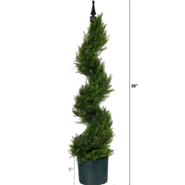 Trees & Topiaries-Kirkland's Home Cypress Spiral Metal Pole Topiary In Black Planter