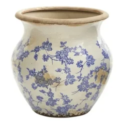 Vases-Kirkland's Home 3D Floral Cream Ceramic Vase White
