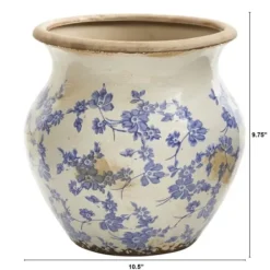 Vases-Kirkland's Home 3D Floral Cream Ceramic Vase White
