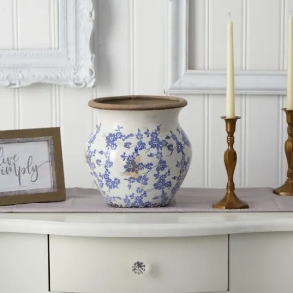Vases-Kirkland's Home 3D Floral Cream Ceramic Vase White
