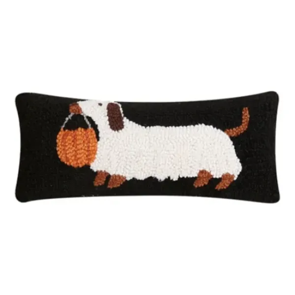 Pillows-Kirkland's Home Dachshund Ghost Halloween Mini Lumbar Pillow Black/Ivory