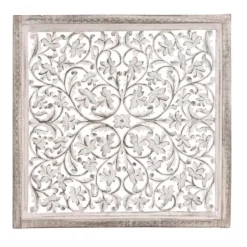 Wall Plaques-Kirkland's Home Daisy Distressed Carved Wall Plaque White