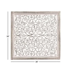 Wall Plaques-Kirkland's Home Daisy Distressed Carved Wall Plaque White