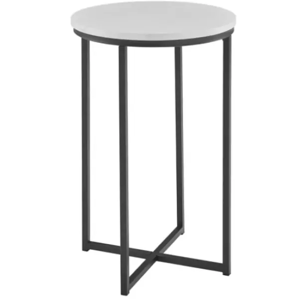 Accent & End Tables-Kirkland's Home Daisy Faux Marble X Base Accent Table