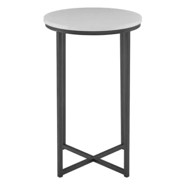 Accent & End Tables-Kirkland's Home Daisy Faux Marble X Base Accent Table