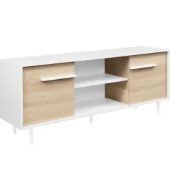 Tv Stands & Media Consoles-Kirkland's Home Daisy Oak Wood Open Storage Tv Stand White