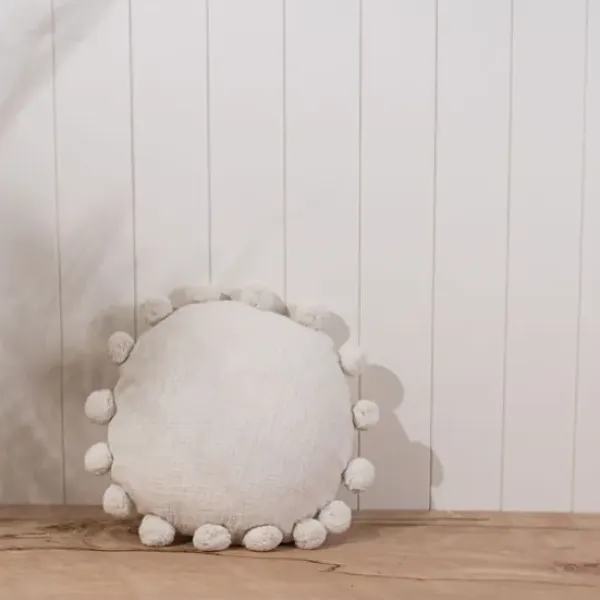 Pillows-Kirkland's Home Daisy Soft Poms Round Throw Pillow White