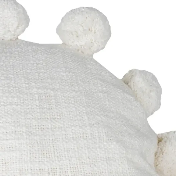 Pillows-Kirkland's Home Daisy Soft Poms Round Throw Pillow White