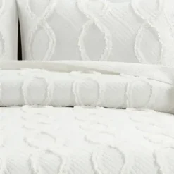Quilts-Kirkland's Home Daisy Trellis Ruffles 3-Pc. Queen Quilt Set White