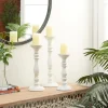 Candle Holders-Kirkland's Home Daisy White Rustic 3-Pc. Candle Holder Set White/Brown