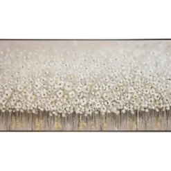 Canvas Art-Kirkland's Home Dancing Flowers Textured Canvas Art Print White/Gray/Brown