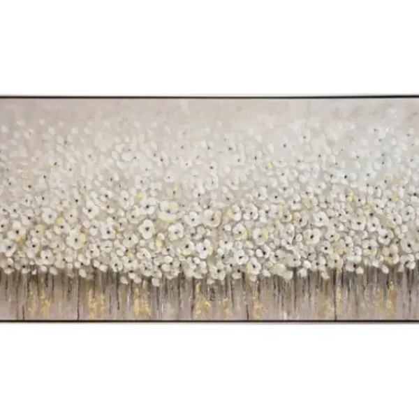 Canvas Art-Kirkland's Home Dancing Flowers Textured Canvas Art Print White/Gray/Brown
