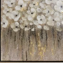 Canvas Art-Kirkland's Home Dancing Flowers Textured Canvas Art Print White/Gray/Brown