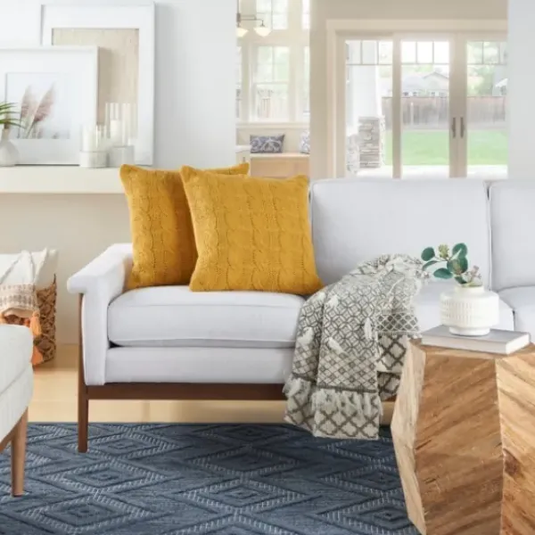 Pillows-Kirkland's Home Dandelion Cable Knit Throw Pillows, Set Of 2 Yellow