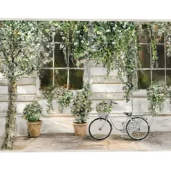 Framed Art-Kirkland's Home Dans La Ville Framed Canvas Art Print Green/White