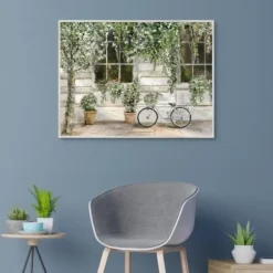 Framed Art-Kirkland's Home Dans La Ville Framed Canvas Art Print Green/White