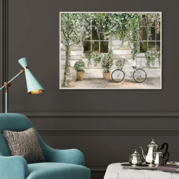 Framed Art-Kirkland's Home Dans La Ville Framed Canvas Art Print Green/White