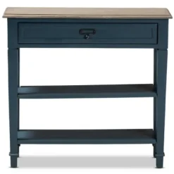 Console Tables-Kirkland's Home Daphne Blue Bayur Wood Two-Shelf Console Table