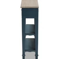 Console Tables-Kirkland's Home Daphne Blue Bayur Wood Two-Shelf Console Table
