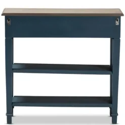 Console Tables-Kirkland's Home Daphne Blue Bayur Wood Two-Shelf Console Table