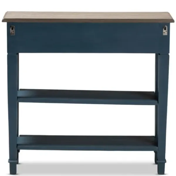 Console Tables-Kirkland's Home Daphne Blue Bayur Wood Two-Shelf Console Table