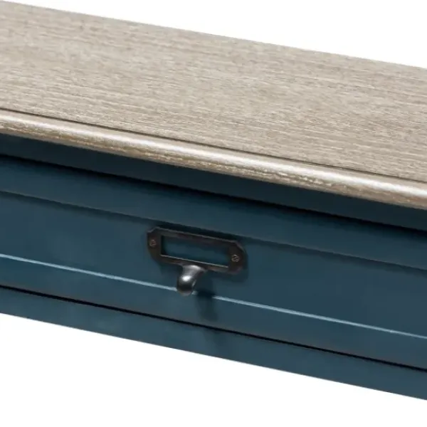Console Tables-Kirkland's Home Daphne Blue Bayur Wood Two-Shelf Console Table
