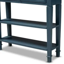 Console Tables-Kirkland's Home Daphne Blue Bayur Wood Two-Shelf Console Table