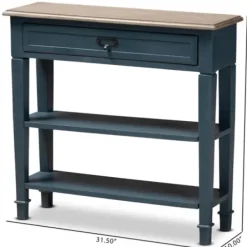 Console Tables-Kirkland's Home Daphne Blue Bayur Wood Two-Shelf Console Table