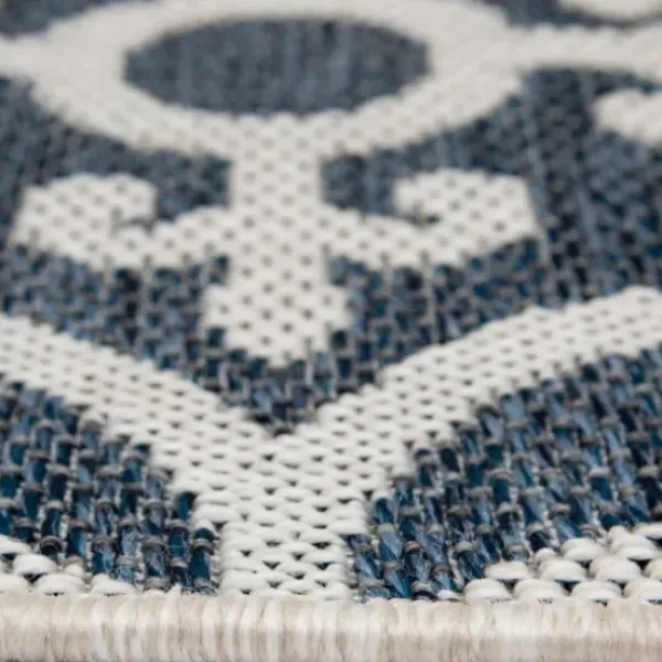 Outdoor Rugs-Kirkland's Home Darcie Blue Geometric Outdoor Rug, 5X8 Blue/Gray