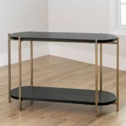 Entryway Furniture-Kirkland's Home Darcy Black Oval Console Table