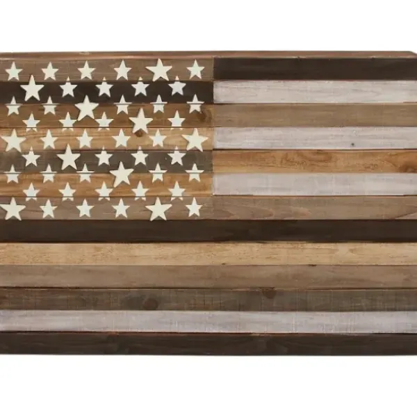 Wall Plaques-Kirkland's Home Dark American Flag Wooden Wall Sculpture Brown