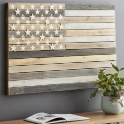 Wall Plaques-Kirkland's Home Dark American Flag Wooden Wall Sculpture Brown