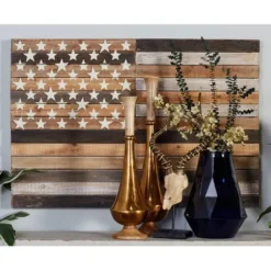 Wall Plaques-Kirkland's Home Dark American Flag Wooden Wall Sculpture Brown