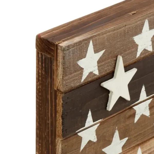 Wall Plaques-Kirkland's Home Dark American Flag Wooden Wall Sculpture Brown