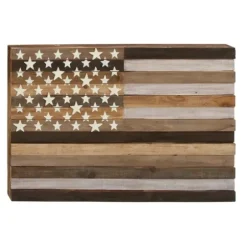 Wall Plaques-Kirkland's Home Dark American Flag Wooden Wall Sculpture Brown