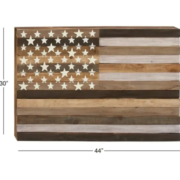Wall Plaques-Kirkland's Home Dark American Flag Wooden Wall Sculpture Brown