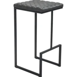 Bar Stools & Counter Height Stools-Kirkland's Home Dark And Black Upholstered Barstool Gray