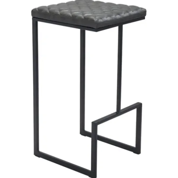 Bar Stools & Counter Height Stools-Kirkland's Home Dark And Black Upholstered Barstool Gray
