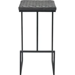 Bar Stools & Counter Height Stools-Kirkland's Home Dark And Black Upholstered Barstool Gray