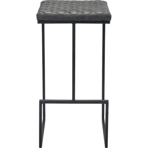 Bar Stools & Counter Height Stools-Kirkland's Home Dark And Black Upholstered Barstool Gray