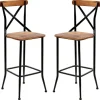 Bar Stools & Counter Height Stools-Kirkland's Home Dark Bronze And Pine Wood Bar Stools, Set Of 2 Brown
