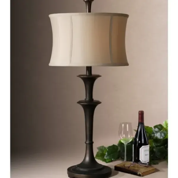 Table Lamps-Kirkland's Home Dark Bronze Metal Flare Table Lamp Tan