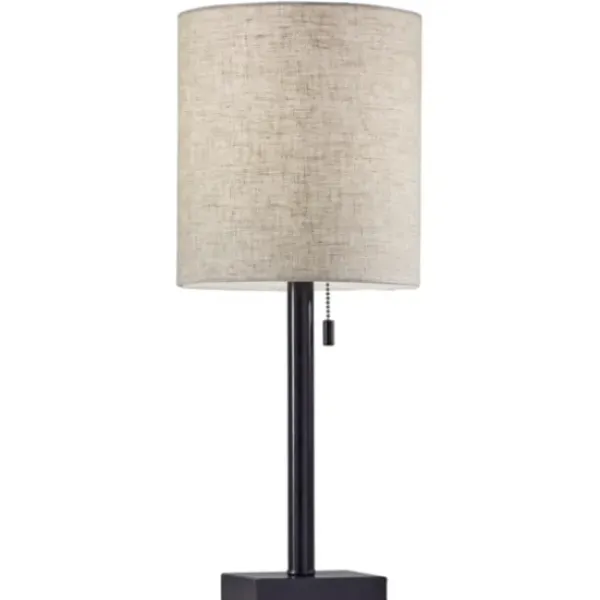 Table Lamps-Kirkland's Home Dark Bronze Square Base Table Lamp Ivory