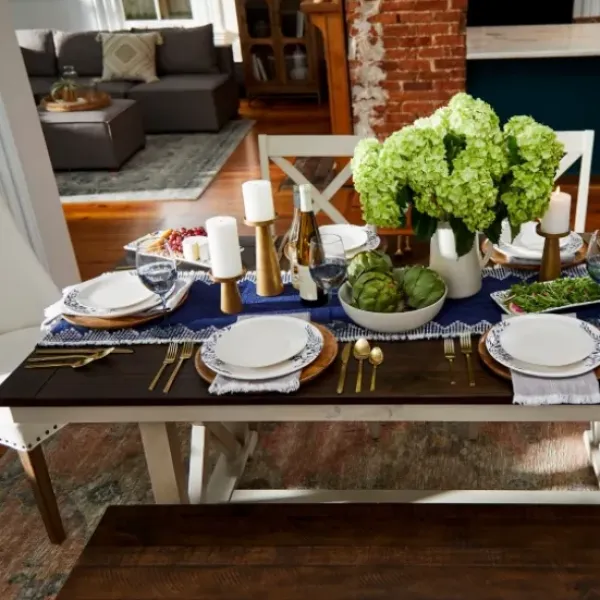 Dining Tables-Kirkland's Home Dark Brown And Ivory Jackson Dining Table Brown/Ivory