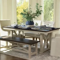 Dining Tables-Kirkland's Home Dark Brown And Ivory Jackson Dining Table Brown/Ivory