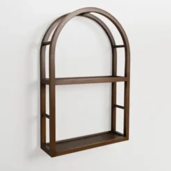 Shelves-Kirkland's Home Dark Brown Wood Arched Wall Shelf