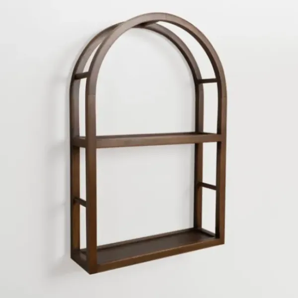 Shelves-Kirkland's Home Dark Brown Wood Arched Wall Shelf