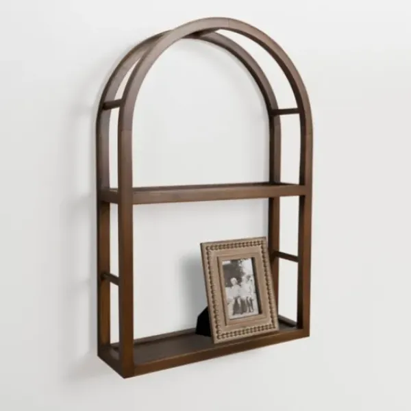 Shelves-Kirkland's Home Dark Brown Wood Arched Wall Shelf