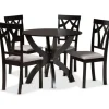 Dining Tables-Kirkland's Home Dark Brown Wood Tripod Table 5-Pc. Dining Set Gray