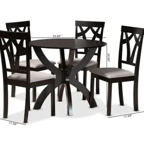 Dining Tables-Kirkland's Home Dark Brown Wood Tripod Table 5-Pc. Dining Set Gray